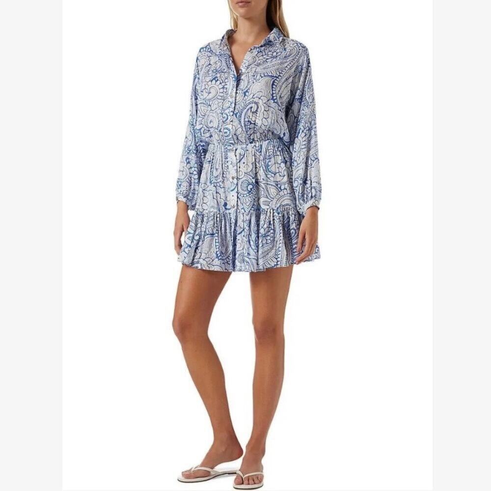Melissa Odabash Gianna Azzuro Blue Paisley Shirtdress - Picture 10 of 10